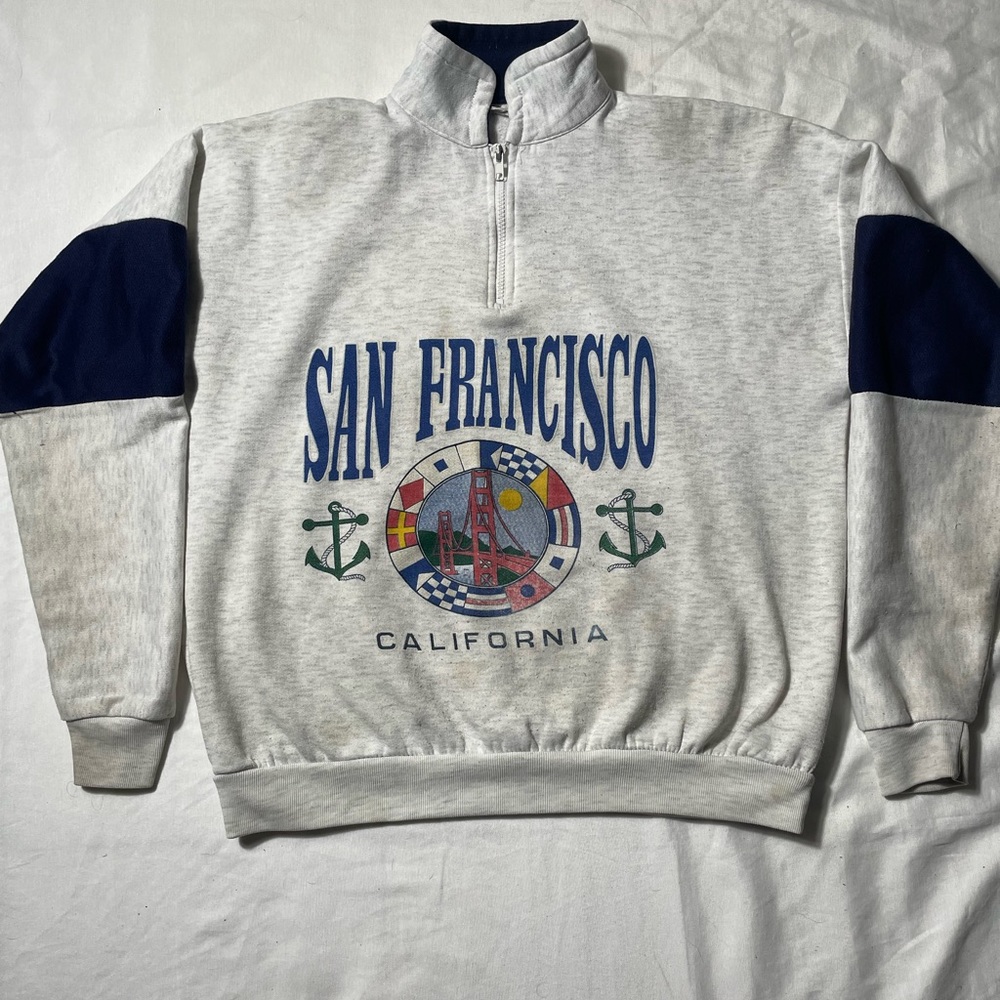Vintage 80s San Francisco California graphic Quarter zip sweatshirt size L
